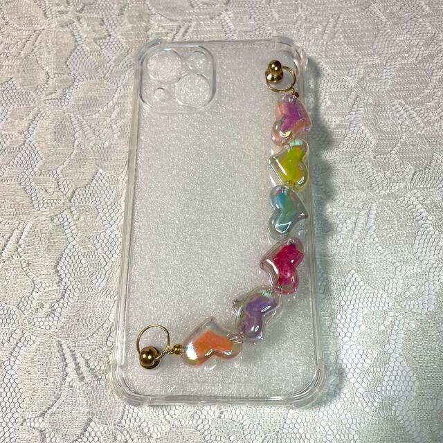 R86 iPhone13 Rainbow ハートハンドストラップ スマホケース スマホ/家電/カメラのスマホアクセサリー(iPhoneケース)の商品写真