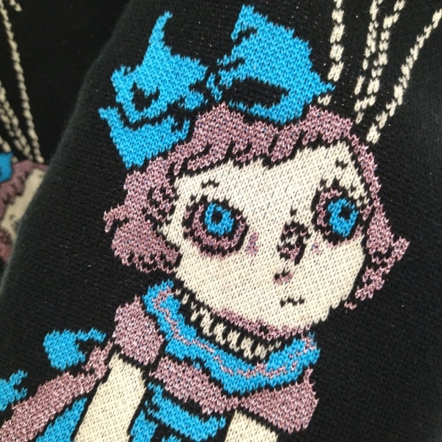 KIDILL キディル Heaven Girl Knit Cardigan 刺繍 Vネック ニット カーディガン KL531 ブラック 5