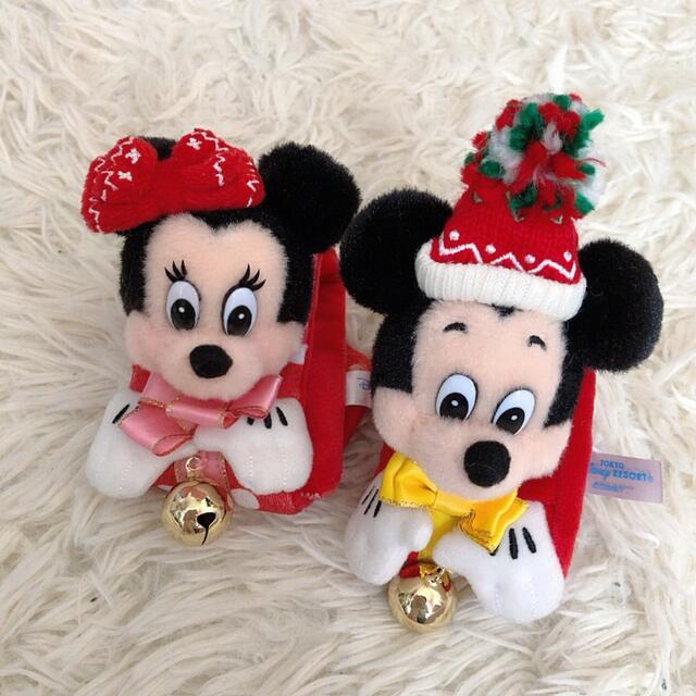 Disney(ディズニー)の新品未使用✨ディズニー　クリスマス　ぬいぐるみバンド　ミッキー＆ミニー　２点 エンタメ/ホビーのおもちゃ/ぬいぐるみ(キャラクターグッズ)の商品写真