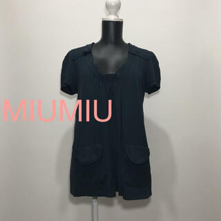 ミュウミュウ(miumiu)のミュウミュウ　イタリア製　ギャザーデザインポケット付き半袖Tシャツ(カットソー(半袖/袖なし))