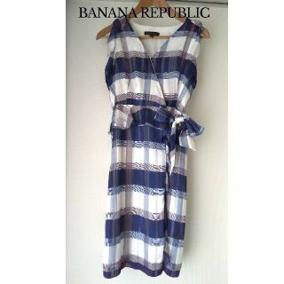 バナナリパブリック(Banana Republic)のバナナ・リパブリック 夏ひざ丈 巻きワンピース チェック(ひざ丈ワンピース)