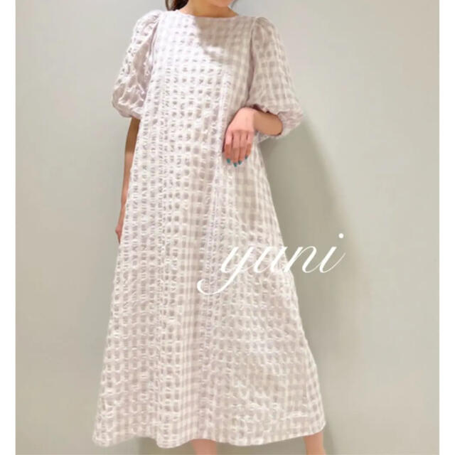 gelato pique(ジェラートピケ)のレア♡ギンガムチェックドレス♡ラベンダー レディースのルームウェア/パジャマ(ルームウェア)の商品写真