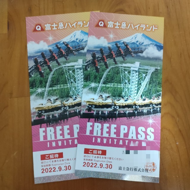 富士急ハイランド FREE PASS 2枚セット チケットの施設利用券(遊園地/テーマパーク)の商品写真