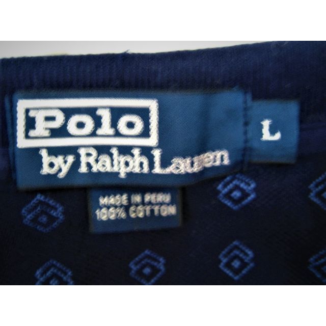 POLO RALPH LAUREN(ポロラルフローレン)の極美品ポロラルフローレンPolobyRalphLauren半袖ポロシャツ紺 小紋 メンズのトップス(ポロシャツ)の商品写真
