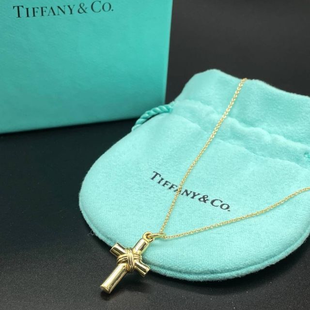 美品 ティファニー Tiffany クロスネックレス ゴールド K18 十字架