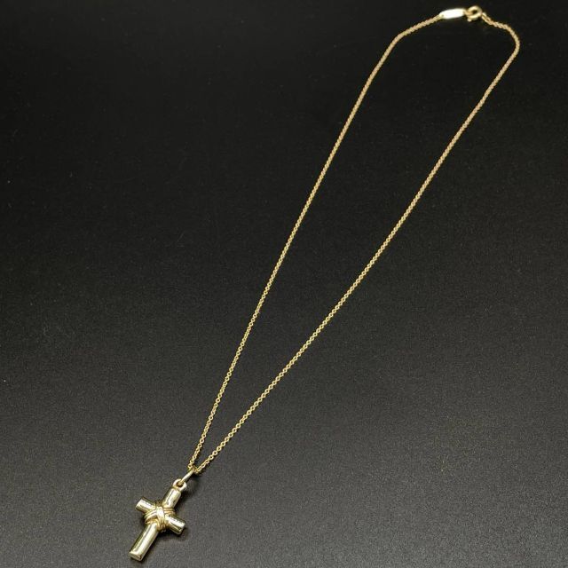 美品 ティファニー Tiffany クロスネックレス ゴールド K18 十字架