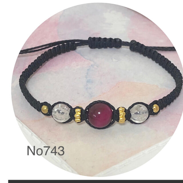 No743  ピンクタイガーアイ，クラック水晶ブレスレット ハンドメイドのアクセサリー(ブレスレット/バングル)の商品写真