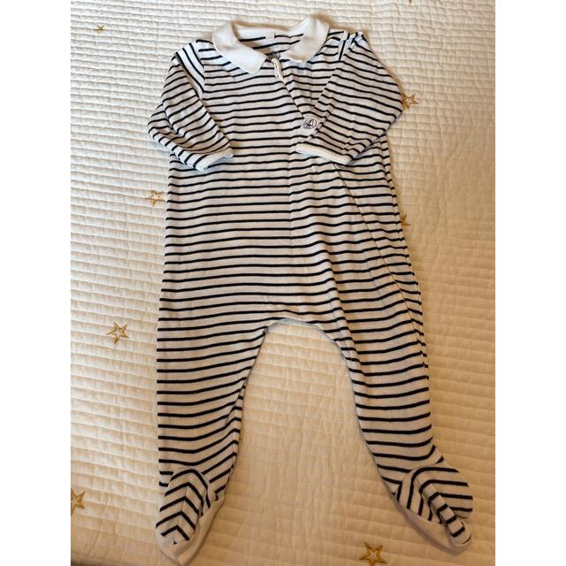 PETIT BATEAU(プチバトー)のプチバトー　ロンパース  足つき　6M67cm ボーダー キッズ/ベビー/マタニティのベビー服(~85cm)(ロンパース)の商品写真