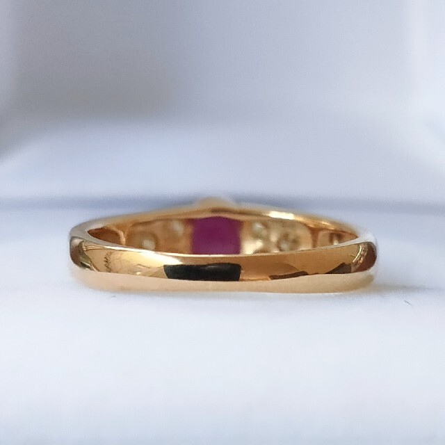 にあたり⊊ ダイヤモンド×ルビー リング K18YG Pt900 0.79ct 3.1gの