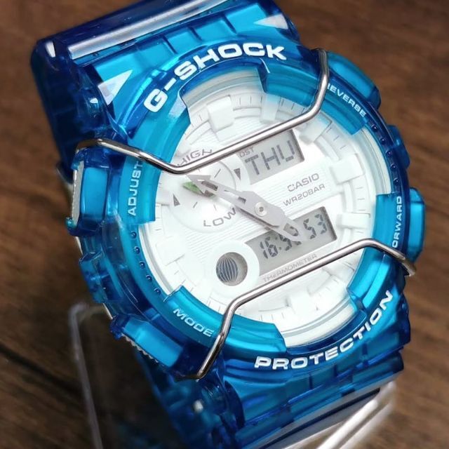 G-SHOCK GAX-100A ブルースケルトン + バンパー + メタル遊環
