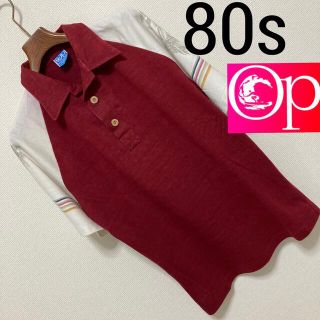 オーシャンパシフィック(OCEAN PACIFIC)の80s◆OP オーシャンパシフィック◆ラグラン プルオーバー サーフ ポロシャツ(ポロシャツ)