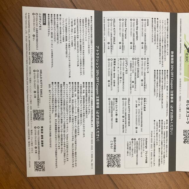 パソナグループ　株主優待 チケットの施設利用券(遊園地/テーマパーク)の商品写真