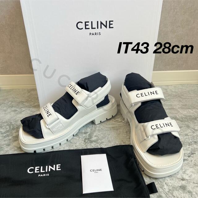 celine - 【大人気★正規品★】CELINE LEO 厚底 ロゴ ベルクロ レザー サンダルの通販 by cucuro shop ︎