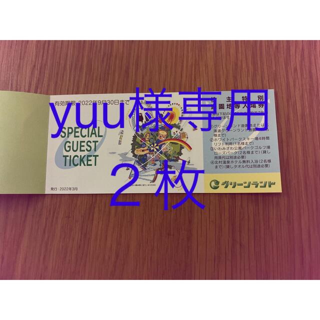 yuu様専用　グリーンランド  入場券２枚 チケットの施設利用券(遊園地/テーマパーク)の商品写真