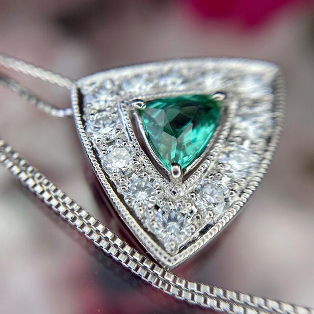 『専用です』天然パライバトルマリン ダイヤモンド 計1.037ct中宝研ブラジル レディースのアクセサリー(ネックレス)の商品写真