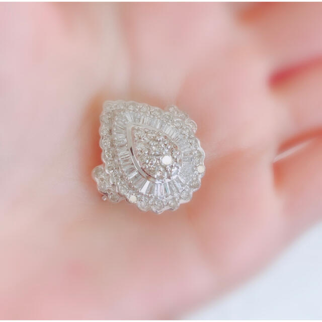 ★大振り 天然ダイヤモンド 2.00ct Pt900 ペンダントトップ ブローチ