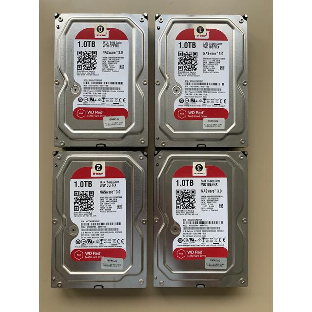 NAS取り外し　WD red 3.5インチHDD 1TB 4個セット