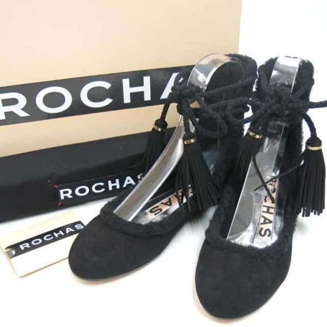 表示サイズ＝35新品 ROCHAS ムートン レースアップ フラットシューズ