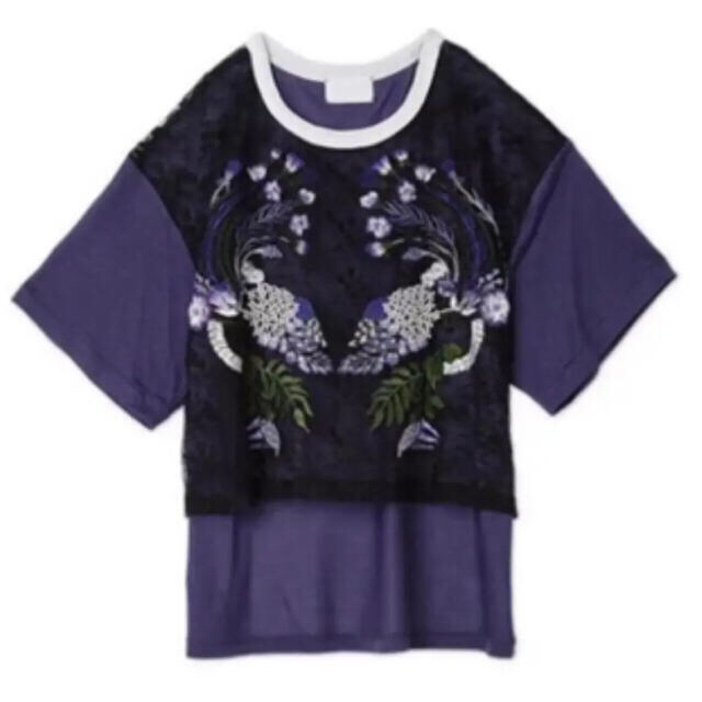 mame - mame mame kurogouchi 刺繍レースTシャツ パープル
