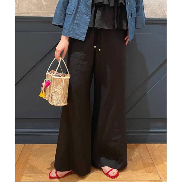 美品 シャネル シルク サテン ココマーク センタープレス ストレート