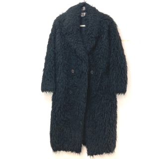 サンローラン(Saint Laurent)のイヴ・サンローラン YVES SAINT LAURENT フェイクカーリーファー 490062 ダブル ロングコート フェイクファー ブラック 未使用(その他)