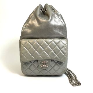 シャネル(CHANEL)のシャネル CHANEL マトラッセ A94417 CC ココマーク ツイストロック チェーン リュックサック レザー シルバー(リュック/バックパック)