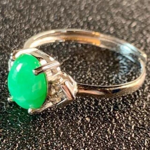 指輪 本翡翠 フリーサイズ 緑色 ヒスイ A貨 シルバー 誕生日プレゼント 16 レディースのアクセサリー(リング(指輪))の商品写真