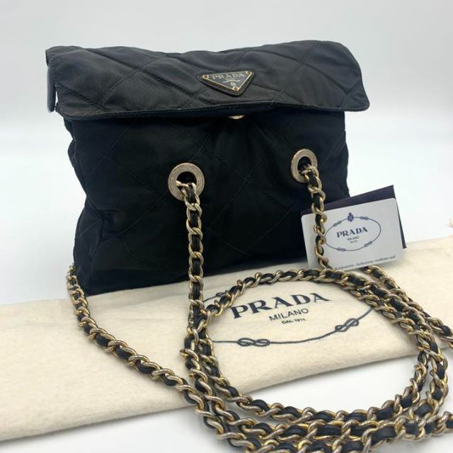 初回限定】 PRADA チェーンショルダーバッグ キルティング 三角