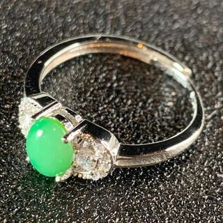 指輪 本翡翠 フリーサイズ 緑色 ヒスイ A貨 シルバー 誕生日プレゼント 09(リング(指輪))