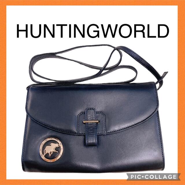 huntingworld ハンティングワールド ショルダーバッグ レザー 金ロゴ