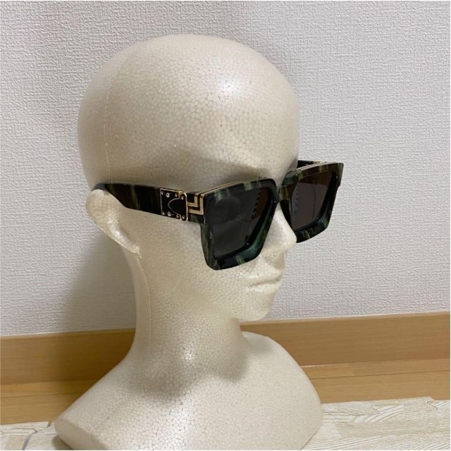 【2個セット】ミリオネア型 サングラス ブラック&ブラックグリーン