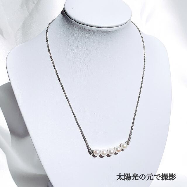 【未使用品】ステンレス316L 淡水パール5連ネックレス レディースのアクセサリー(ネックレス)の商品写真