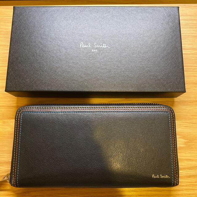 Paul Smith ポールスミス 長財布 ストライプステッチ ブラック 箱あり