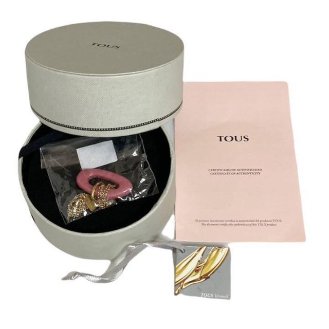 【極美品】TOUS トウス 天然石 ネックレス VERMEIL ゴールド ピンク