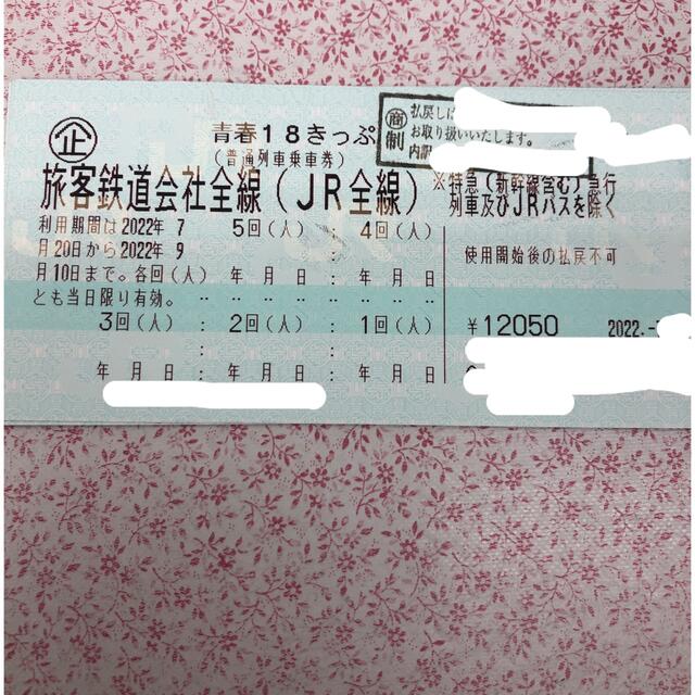 5回 青春18きっぷ 残り5回分 返却不要 b 乗車券/交通券 乗車券/交通券