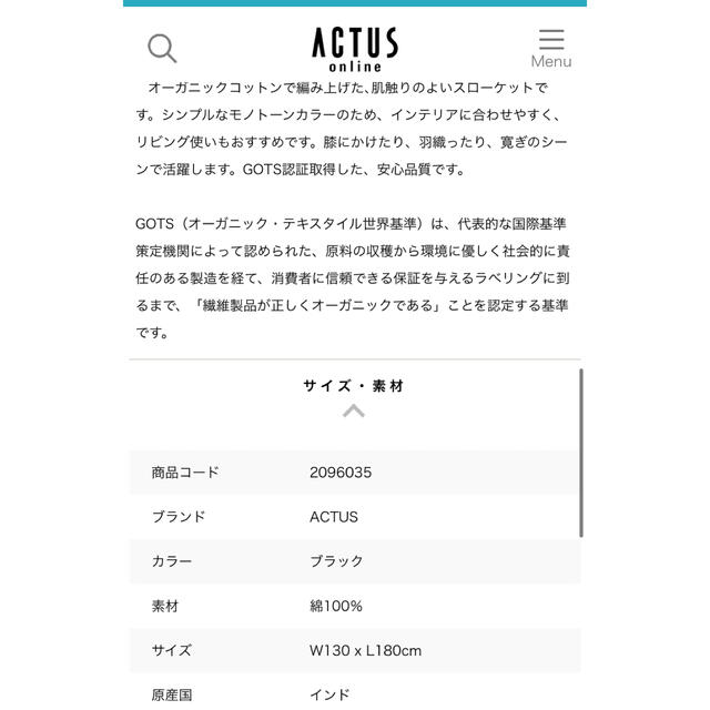 ACTUS(アクタス)の2021年購入　アクタス　BLOCKスロー　ブラック インテリア/住まい/日用品のインテリア小物(その他)の商品写真