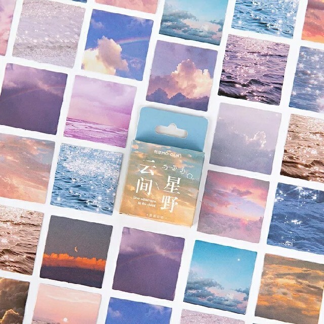 フレークシール ‪‪❤︎‬ 空 と 海 の 写真  風景画 韓国 インテリア/住まい/日用品の文房具(シール)の商品写真