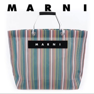 マルニ(Marni)のMARNI FLOWER CAFE ストライプバッグ  グリーン(トートバッグ)
