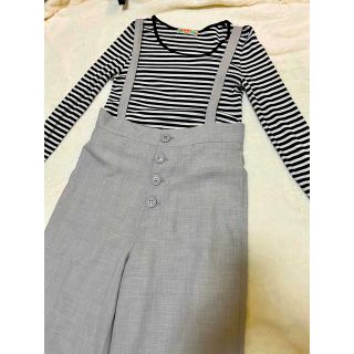 ザラ(ZARA)のワイドパンツサロペット　グレー(サロペット/オーバーオール)