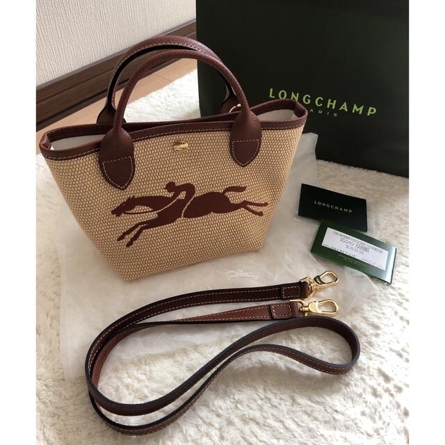 ナチュラルネイビー longchamp♡カゴバック - かごバッグ/ストローバッグ