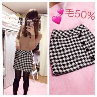 セシルマクビー(CECIL McBEE)のʚ꒰⑅CECIL💓あたたかい毛50%千鳥タイトスカート⑅꒱ɞ(ミニスカート)