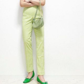 ZARA ハイライズ　ギンガムチェック　パンツ(カジュアルパンツ)