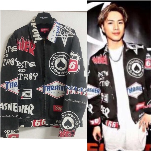 登坂広臣着 Supreme×THRASHER 15ss デニムジャケット M 無料発送 www