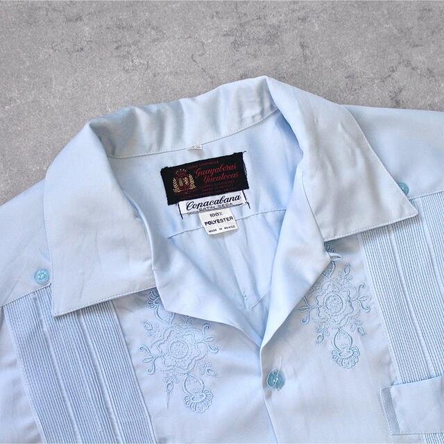 アメリカ製 総柄シャツ 長袖 オープンカラー 開襟 アート サテン XL