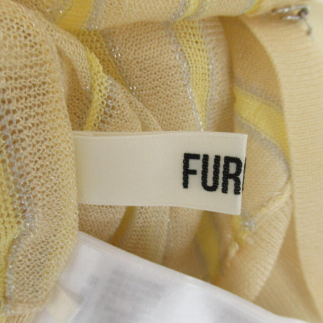 fur fur(ファーファー)のファーファー カーディガン ショート丈 シースルー ストライプ柄 フリル F 黄 レディースのトップス(カーディガン)の商品写真