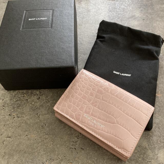 SAINT LAURENT サンローラン　三つ折り財布　ピンク　クロコ