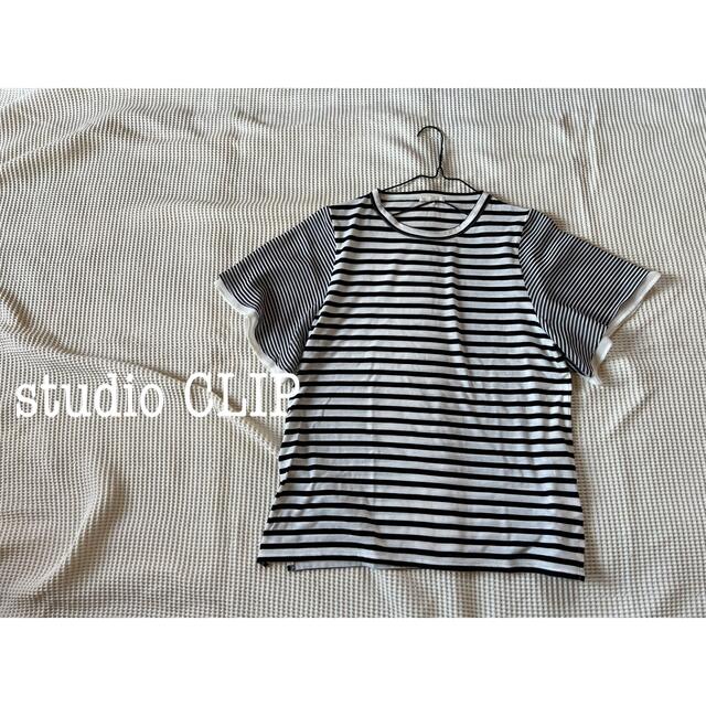 STUDIO CLIP(スタディオクリップ)のスタディオクリップ　フリル半袖ボーダーTシャツ レディースのトップス(Tシャツ(半袖/袖なし))の商品写真