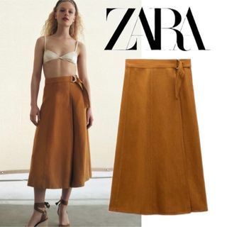 ザラ(ZARA)の19 ZARA リネンブレンド ラップ スカート XS(ロングスカート)