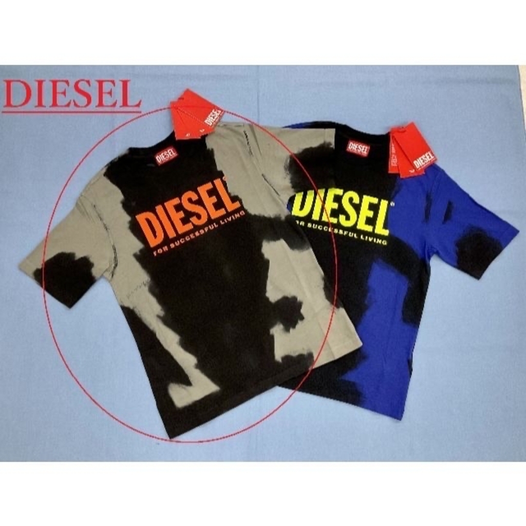 DIESEL　KID　タイダイ柄ロゴTシャツ　ブルー/ブラック　4Y　正規品