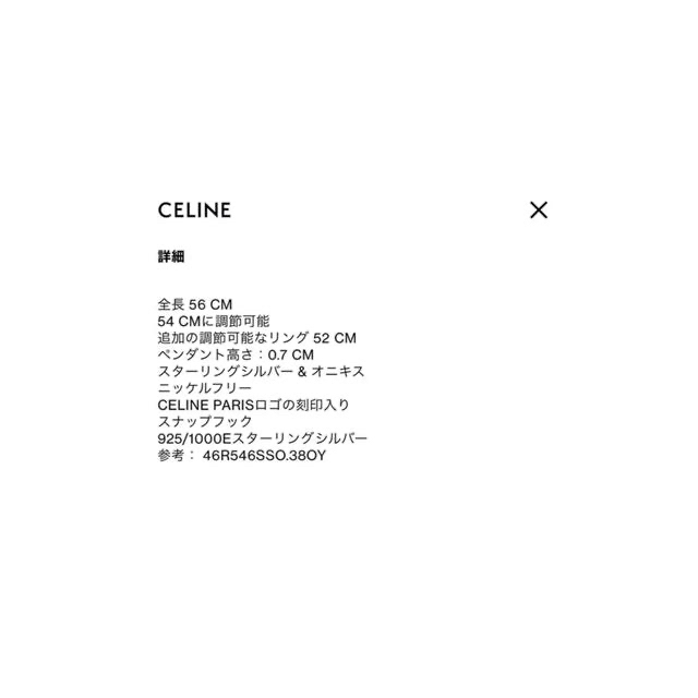 CELINE HOMME セリーヌ エギズ ネックレス オニキス シルバー